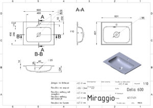 Умывальник DELLA 600 MIRASTONE GRAY — изображение 3