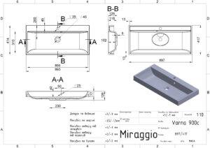 Умывальник VARNA 900 MIRASTONE GRAY — изображение 3